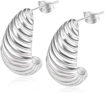Designer Inspired Twisted Croissant Earrings Fashion Jewelry Dome Half Hoop Earrings for Women Gift