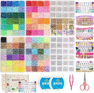 6 Boxes Friendship Bracelet Kit,96 Colors 16680 Pcs Clay Beads,1188 Pcs Letter Beads,120 Pcs Number Beads and 470 Pcs Gold Charms Kit for Bracelets Making, Jewelry Craft Kits Gift