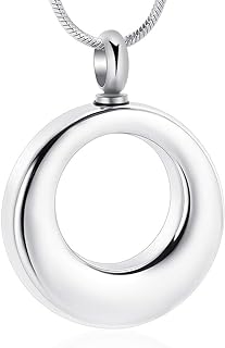 Cremation Jewelry Urn Necklace for Ashes Stainless Steel Circle of Life Eternity Memorial Keepsake Urn Pendant for Ashes