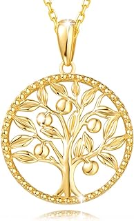 AGVANA Mothers Day Gifts 14K Solid Real Gold Tree of Life Necklace for Women Dainty Pendant Necklace Fine Jewelry Anniversary Birthday Gifts for Women Girls Mom Wife Girlfriend Her Yourself, 16"+2"