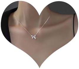 Dazzling Crystal Bow Cable Chain Necklace - Vintage-Inspired Jewelry for Women and Girls - Boho Rhinestone, Bow Choker Design