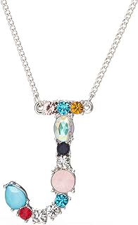 MissNity Large Initial Necklace for Girls Women in Colorful Rhinestone Silver Gold Plated 26 Letters Alphabet Pendant A-Z, 20"+2"