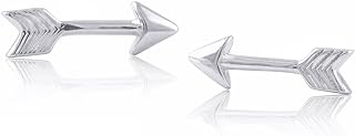 Rhodium Plated Sterling Silver Womens Tiny Arrow Cartilage Stud Earrings Great Gift for Girls