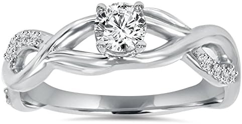 P3 POMPEII3 14K White Gold 1/2CT Infinity Diamond Engagement Ring with White Diamond Gem in Vintage Design