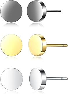 Round Triangle Heart Square Multi-shape Stainless Steel Stud Earrings Set Male Female 316L Medical Hypoallergenic White Black Gold Plated Fashion Jewelry 3-5 Pairs