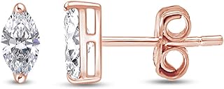 Elegant Sparkling Cubic Zirconia Stones, Marquise Frame Stud Earrings in 14k Rose Gold Over Sterling Silver, Perfect Mother's Day Gift For Her with Push-Back Features