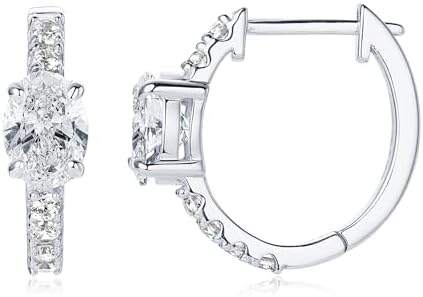 Hinged Hoop 1CT Oval Moissanite Diamond Earrings in Sterling Silver for Women - Elegant Mother's Day/Wedding/Birthday Jewelry Gift