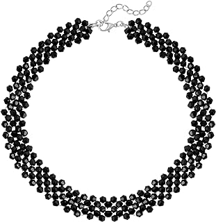 Sacina Gothic Black Bead Necklace with Ball Chain for Women, Boho and Goth Style