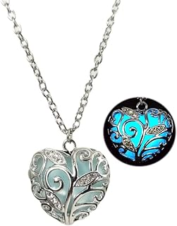 Chunky Heart Necklace Luminous Purple Red Blue Green Heart Pendant Necklace for Women Men Girls Glow in the Dark Jewelry Gift