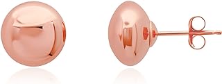 Push-Back 8mm Rose Gold Ball Stud Earrings - 14K Real Gold Earrings for Men & Women - Elegant Ball Design - Timeless Jewelry Gift Made in USA
