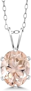 Gem Stone King 925 Sterling Silver Peach Morganite Pendant Necklace For Women (0.65 Cttw, Oval 7X5MM With 18 Inch Silver Chain)