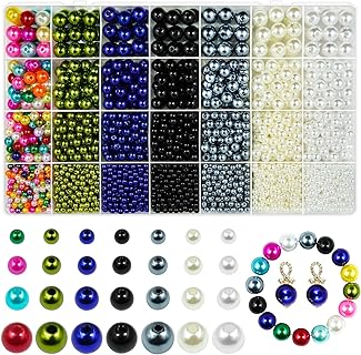 JHYlilia Brand Jewelry-Making Pearl Bead Set in Silver with Acrylonitrile Butadiene Styrene, Acrylic - Black and White Round Beads for Crafting Earrings, Bracelets & Necklaces