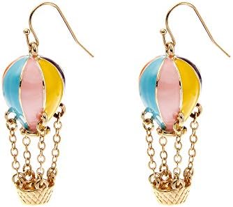 Lureme® Whimsical Hot Air Balloon Dangle Earrings with French Wire Back Finding and Enamel Detailing