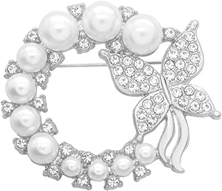 FUTIMELY Crystal Pearl Heart Butterfly Brooch Pin Earrings for Women Girls Elegant Sparkly Round Brooch Clothing Bag Scarf Decoration Shawl Pins Jewerly