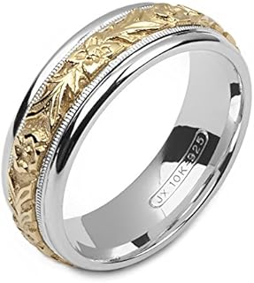 Two-Tone Men's Wedding Ring in Sterling Silver & 10K Yellow Gold, Ideal Gift for Grooms, Classically Designed & Gemstone-Free