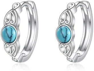Celtic Turquoise Hoop Earrings 925 Sterling Silver Celtic Knot Earrings for Women Irish Earrings Trendy Birthday Gifts
