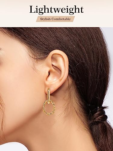 18K Gold Earrings Sterling Silver Hoop Drop Dangle Earrings Paperclip Detachable Link Chain Huggie Earrings for Women Jewelry Gifts