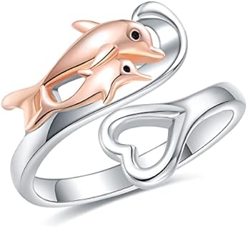 Created Sapphire & Opal Dolphin Engagement Ring in Sterling Silver for Women - Ocean-inspired, Adjustable Size Design