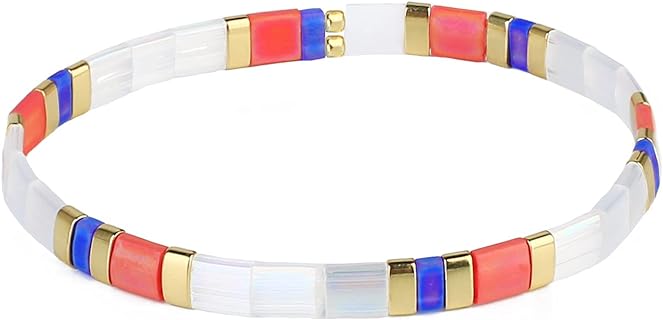 Colorful Elastic Tila Bead Bracelet for Unisex, Flat Bead Design, Japanese Glass Construction, Ideal for Any Wrist Size and Occasion