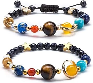 Stylish Men's Solar System Bead Bracelet with Lobster Claw Clasp and Bead Chain in Alloy Metal - A Unique Astronomy Enthusiast's Gift