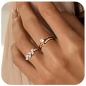SELFROSE Gold Rings for Women,Dainty Ring Set 14k Gold Plated Simple Stackable Rings Non Tarnish Cubic Zirconia Wedding Bands for Women Rings Size 6-9 Aesthetic Gold Jewelry Gifts for Women Girls