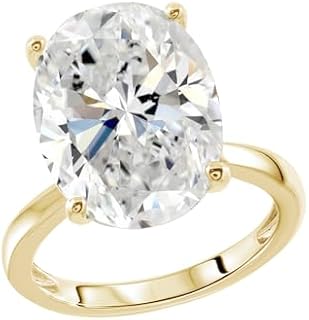 Stunning 10-Carat Cubic Zirconia Solitaire Wedding Ring for Women, Sterling Silver with 14k Gold Plated, Size 5, Celebrity Cocktail Inspired Design