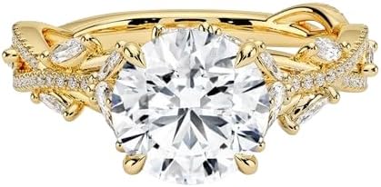 Sterling Silver 4CT Round Cut Moissanite Diamond Engagement Ring for Women, Handmade Solitaire Bridal/Anniversary Gift for Her