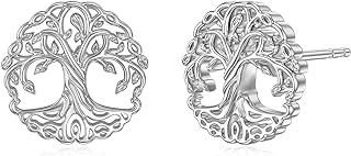 Earship Gift for Mother Celtic Knot/Tree of Life/Infinity Heart Earrings Studs Sterling Silver Irish Earrings for Women Mom Girl Friends for Mother's Day Birthday Anniversary Christmas