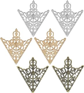Vintage-Elegance Triangle Brooch Set in Gold, Silver, Bronze | Pin-Clasp, Alloy Material | Perfect Accessory for Women & Girls | Retro Hollow Pattern Design