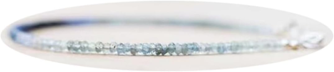 Men and Women's Rondelle-Cut Moss Aquamarine & Sapphire Beads Bracelet with Silver Plated Clasp, Indian Natural Gem Link Design