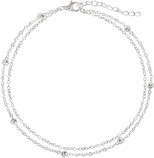 Ankle Bracelets for Women 14K Gold Silver Plated Layered Anklet Pencros Dainty Boho Beaded Summer Beach Minimalist Simple Jewelry Anklets Chains Gifts For Girls