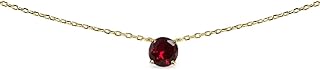 Sterling Silver Round-cut Created Ruby Solitaire Choker Necklace for Teens or Women
