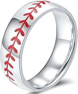 Jude Jewelers 8MM Stainless Steel Sports Baseball Ring Domed Style Simple Plain Wedding Band