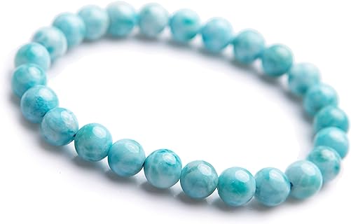 Wholesale 7mm Natural Blue Larimar Gemstone Crystal Round Bead Stretch Bracelet AAAAA