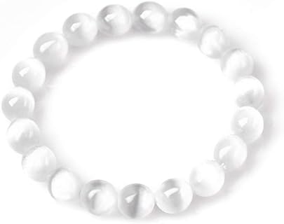 Natural Powerful Selenite Bracelet Healing Crystal | Energy Stone Concentration Spirituality | Handmade Fashion Jewelry Gift for Women & Men (8.0)…