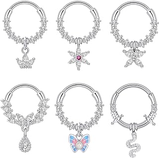 Stuppendux 16G 1.2mm Septum Rings Stainless Steel Dangle Cartilage Helix Tragus Earrings Nose Rings Piercing Jewelry Stars Moon Planet Water-drop