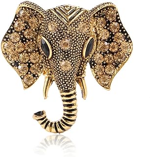 MINGHUA Retro Crystal Elephant Corsage Brooches for Women Dress Accessories
