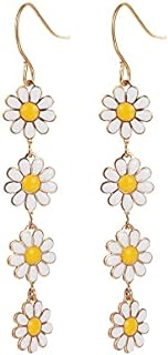 Flower Earrings for Women Daisy Dangling Earrings Daisy Sun Flower Colorful Long Drop Earrings Summer Floral Earrings for Women Girls Gifts Holiday Jewelry