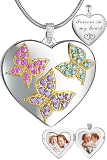 Fanery Sue Locket Necklace for Women, Heart Locket Necklace Pendant Necklaces with Picture Inside- Jewelry Memory Gifts Vintage Cute Locket for Women Girls