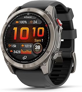 Montre GPS Garmin fēnix 8 Pro Multisports 51mm avec Écran AMOLED et Techn. inReach, Bracelet Titane, idéal pour Adultes Actifs et Aventures en Extérieur