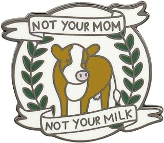 WSNANG 269 Alloy Cow Vegan Pin Brooch with Activist Message Design and Secure Pin Clasp