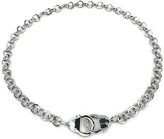 Succuba Round Chain Stainless Steel Handcuff Choker Necklace with Box Clasp for Men and Women