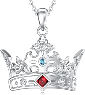 925 Sterling Silver Necklace for Women and Girls featuring Crown Pendant with Lab Grown Diamonds and Cable Chain