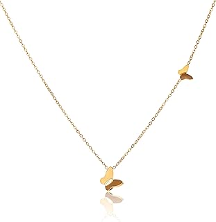 14k Gold-Dipped Butterfly Pendant Necklace with Lobster Claw Clasp on Cable Chain for Women, Exquisite and Versatile Design