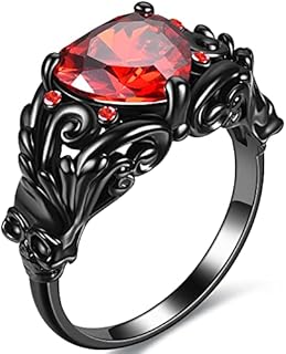 Skull Gothic Purple Gold Ring with Heart-Shaped Cubic Zirconia for Women - Unique Engagement Jewelry Gift