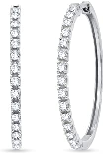 Round Diamond Huggies Hoop Earrings for Women Girls - 1/2 Cttw Round Cut Natural Diamond Hoop Earrings Jewelry Gift 18K Gold over 925 Sterling Silver (0.52 Carat, I-J Color, I2 Clarity)