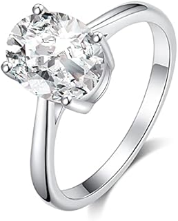 SecreTalk 2ct Moissanite Engagement Promise Ring for Women - Oval Cut Diamond Wedding Band 925 Sterling Silver D Color VVS with Certificate of Authenticity
