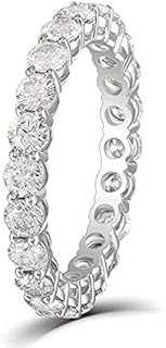 DovEggs Solid 10K White/Yellow Gold 1.6CTW 2.5mm G-H Color Moissanite Eternity Engagement Rings Wedding Ring Anniversary Band for Women