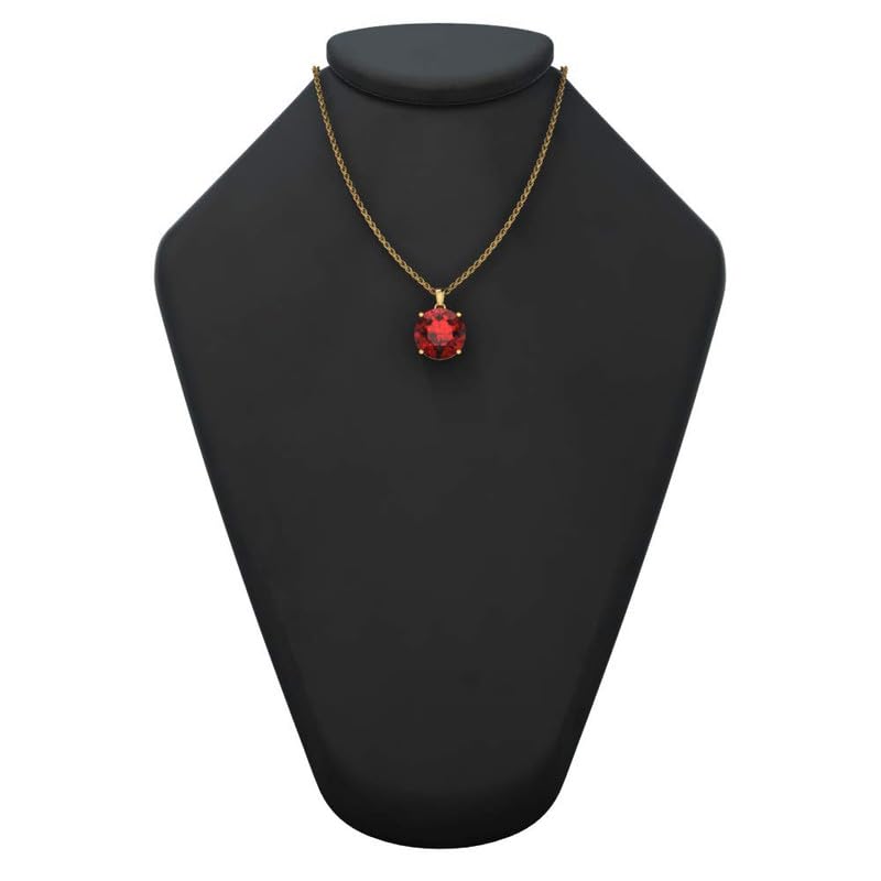Women's 925 Sterling Silver 14K White & Yellow Gold Necklace Round Gemstone Jewelry with Hanging Pendant Prong Setting 18" Rhodium Plated Loose Rope Chain Wedding Party Gift