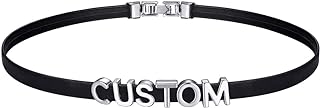 GOLDCHIC JEWELRY Custom Punk Leather Choker for Women, Personalised Photo Name Collar Necklace for Girlfriend Wife, 5.5mm/19mm Wide Puddin Black Genuine Adjustable Costume Neck Collar Necklaces